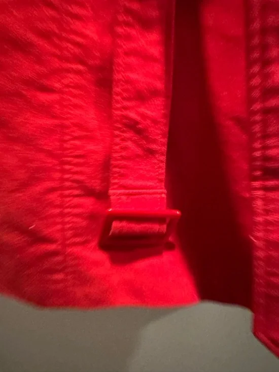 Merona Red Double-Breasted Trench Coat with Belt - Picture 6 of 11